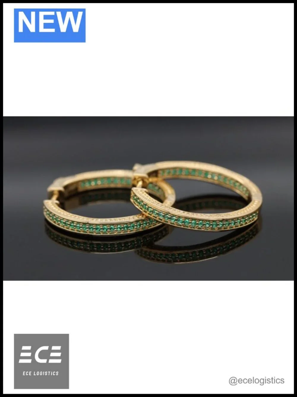 1.55 CTTW Lab Created Emerald Hoop Earrings 14K Gold Plated Sterling Silver